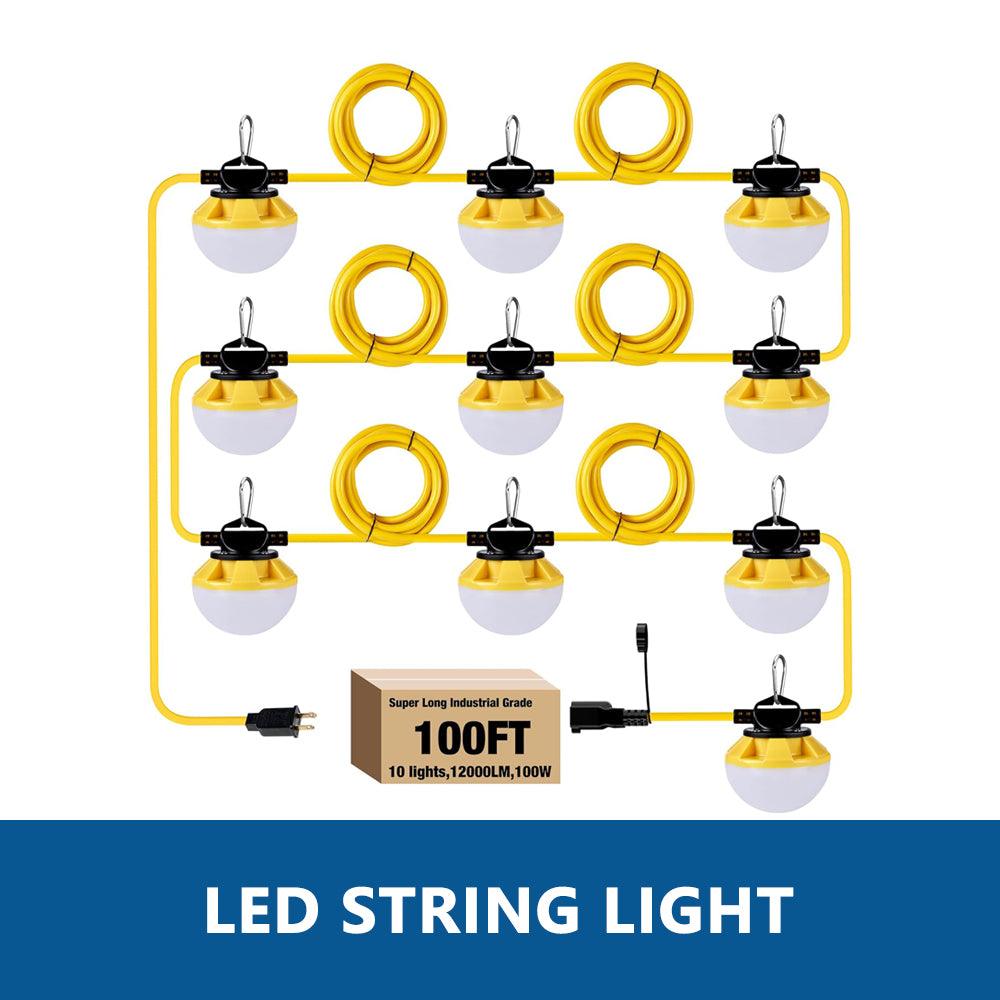 Portable LED Construction String Lights | Temporary Work String Lights