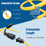 130W LED Construction String Lights Round Series 100FT 16000LM 2 Prong 10 Integrated LED Lights
