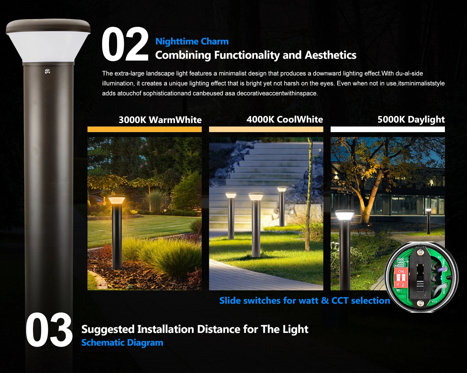 G GJIA LED Bollard Landscape Lights & Pathway Lighting 26W 3250LM - G GJIA® G GJIA®