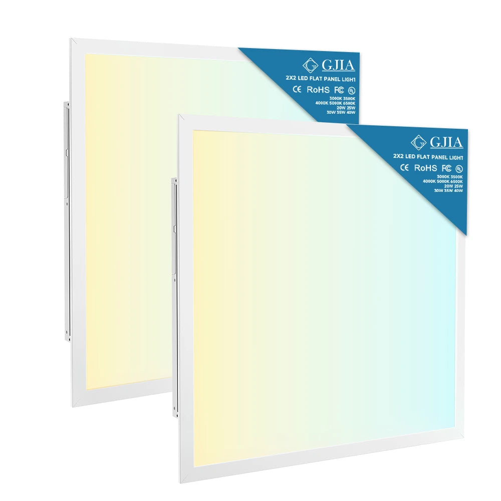 G GJIA Led Ceiling Panel Light 40W 2FTx2FT 2Pack, 5200lumens, Selectable Wattage & CCT, AC 120-277V