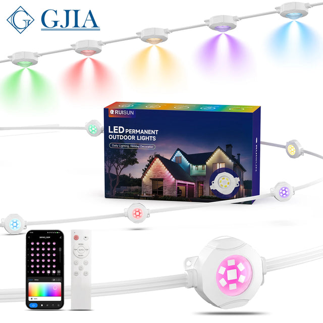 G GJIA RGBCW Permanent Outdoor Under Eave Lighting IP67, Intelligent Voice Control