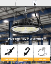 LED High Bay Lights 400W 60,000LM Adjustable Series 0-10V Dimmable, 5' Cable with US Plug
