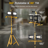 100W*2 LED Tripod Lights 25,000LM  LED Work Light 2 Head Portable Work Lights on Stand