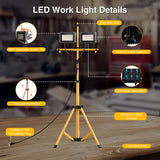 100W*2 LED Tripod Lights 25,000LM  LED Work Light 2 Head Portable Work Lights on Stand