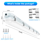 60W 4FT LED Vapor Light, Vapor Proof Tight Light Fixture, 8700Lm (4 Power/ 5 CCT), AC100-277V Waterproof LED Outdoor Shop Light