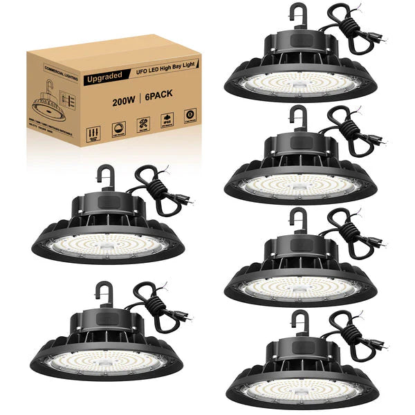 LED High Bay Lights 200W 30,000LM Adjustable Series 0-10V Dimmable, 5' Cable with US Plug