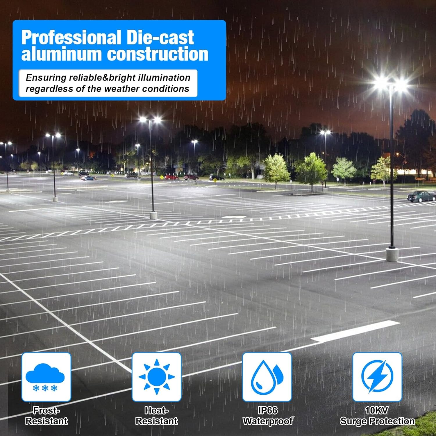 G GJIA 400W, 56,000LM LED Parking Lot Lights with Arm Mount Pro Series, Dusk-to-Dawn