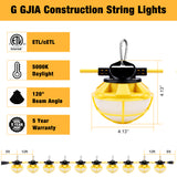 100FT LED Construction String Lights 130W 16,000LM 3 Prong With Cage 10 Integrated LED Lights