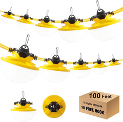 130W LED Construction String Lights 100FT 16000LM 2 Prong