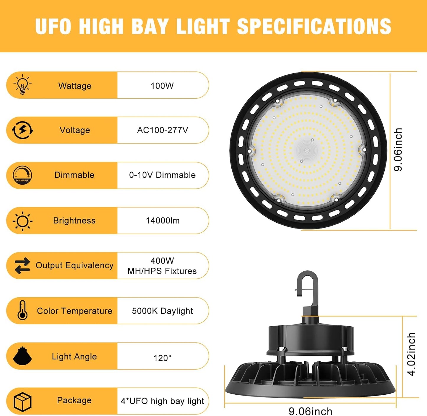 G GJIA® 240W UFO LED High Bay Lights 6Pack