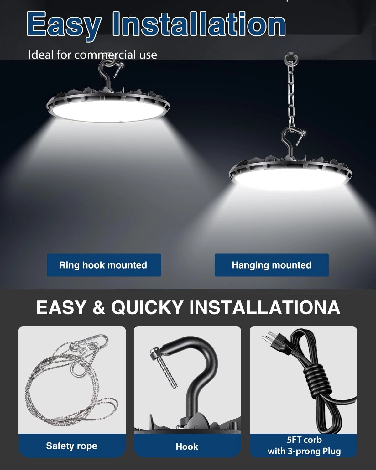 UFO LED High Bay Light 100W 11,000LM, ECO Series 0-10V Dimmable