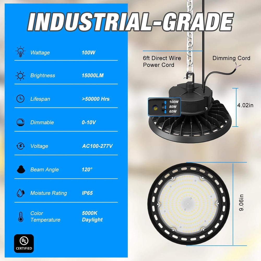 G GJIA 100-400W LED High Bay Lights Adjustable Series 0-10V Dimmable