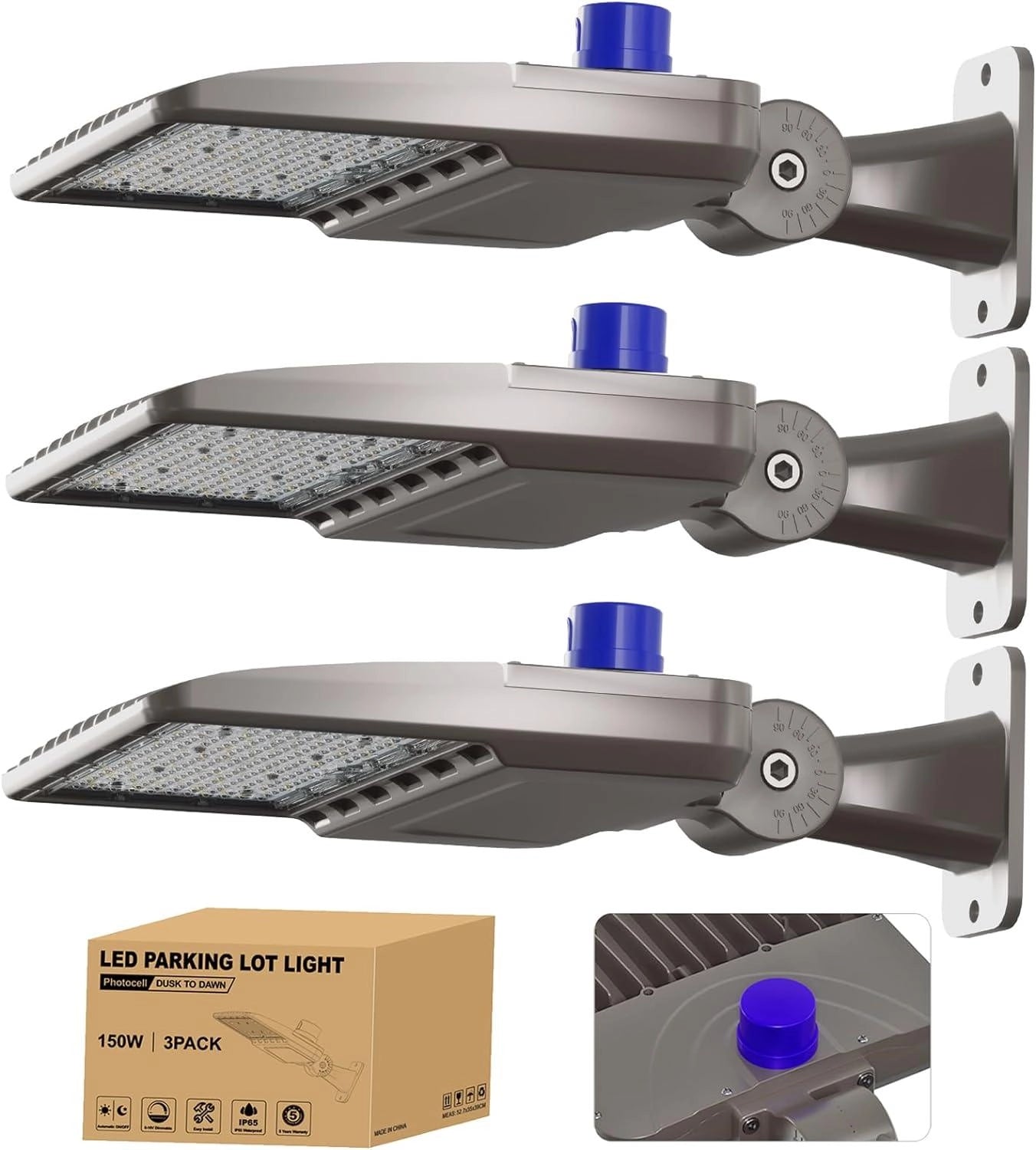 G GJIA 150W, 21,000LM LED Parking Lot Lights with Arm Mount, Dusk-to-Dawn - G GJIA® G GJIA®