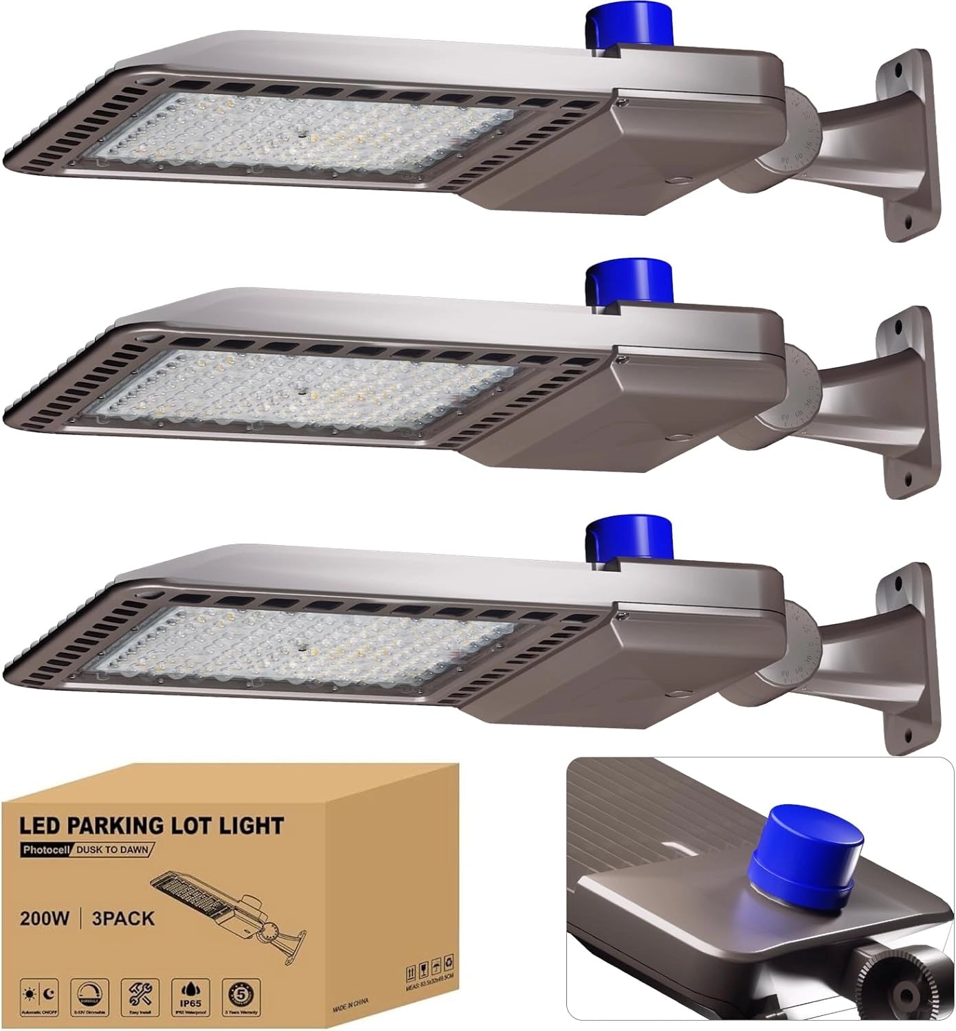 G GJIA 200W 28,000LM LED Parking Lot Lights with Arm Mount, Dusk-to-Dawn - G GJIA® G GJIA®