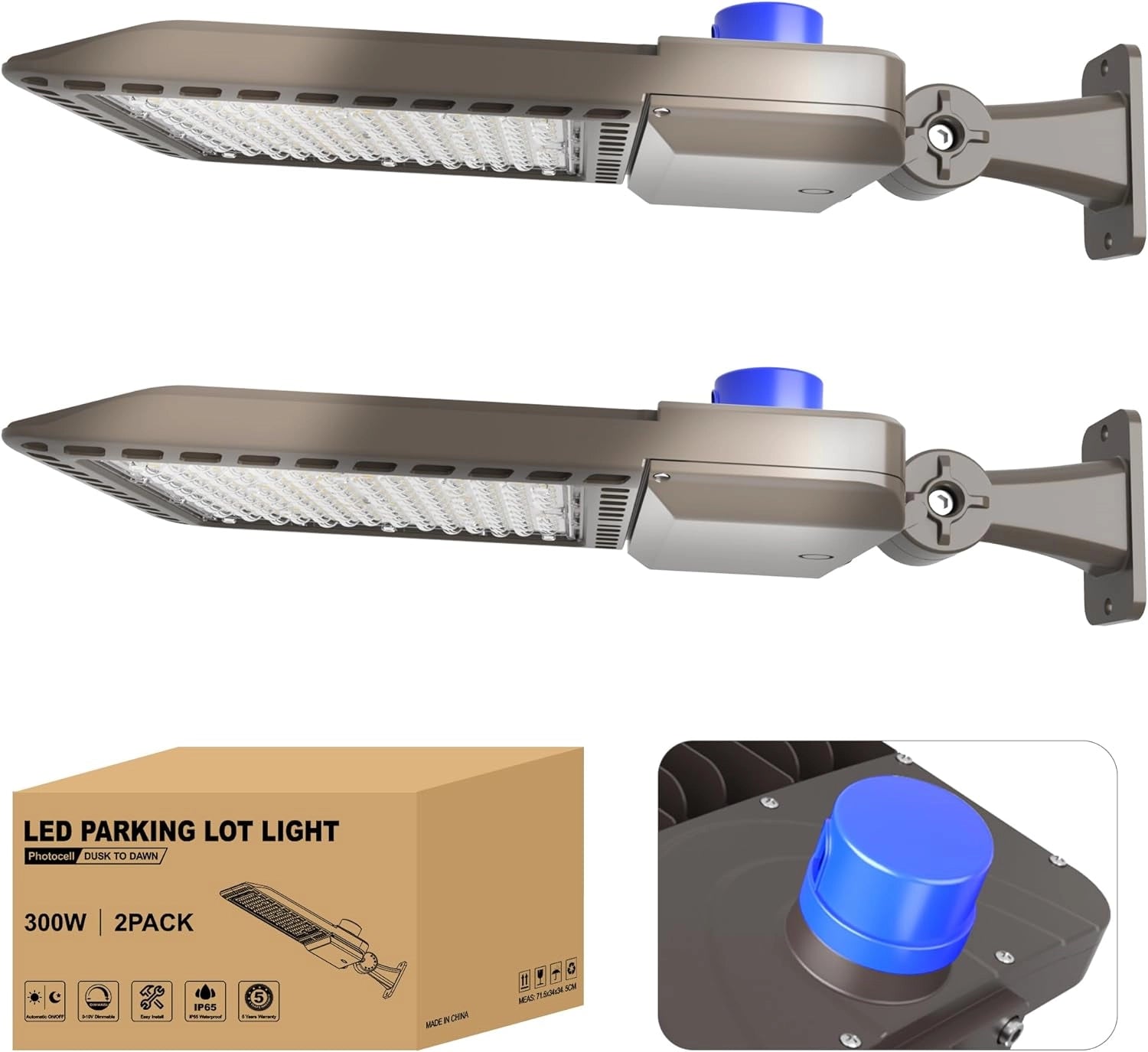 G GJIA 300W 42,000LM LED Parking Lot Lights with Arm Mount, Dusk-to-Dawn - G GJIA® G GJIA®