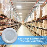 G GJIA 360 Degree PIR Motion Sensor for LED Linear High Bay Light, 40FT Ceiling & 50FT Wall Mount Detection Diameter - G GJIA®