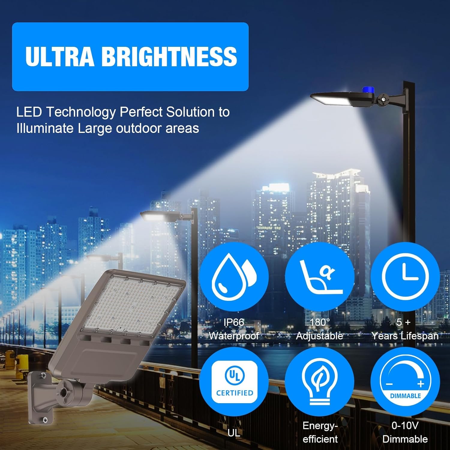 G GJIA 150W, 21,000LM LED Parking Lot Lights with Arm Mount, Dusk-to-Dawn - G GJIA® G GJIA®