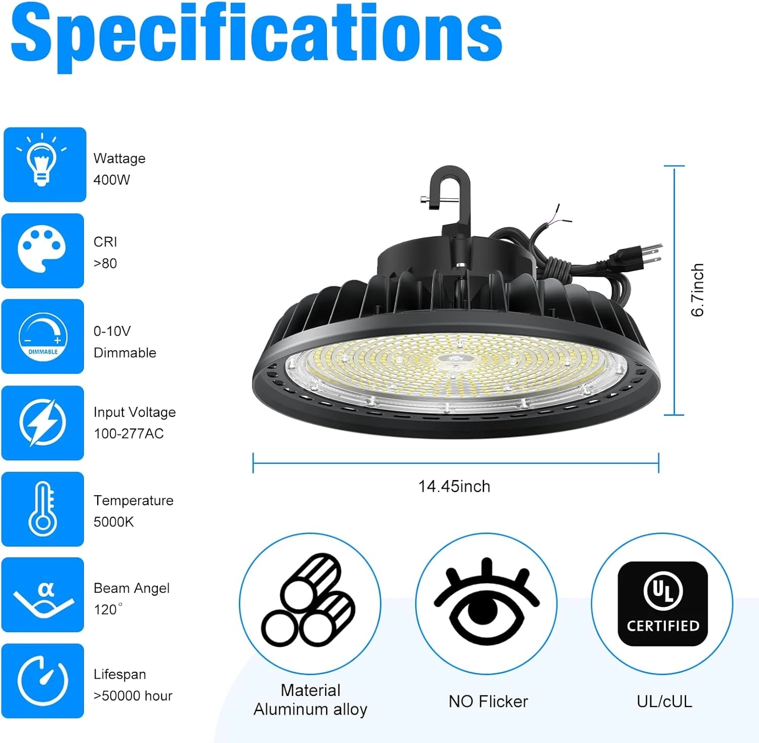 G GJIA 400W LED High Bay Lights Adjustable Series 0-10V Dimmable G GJIA