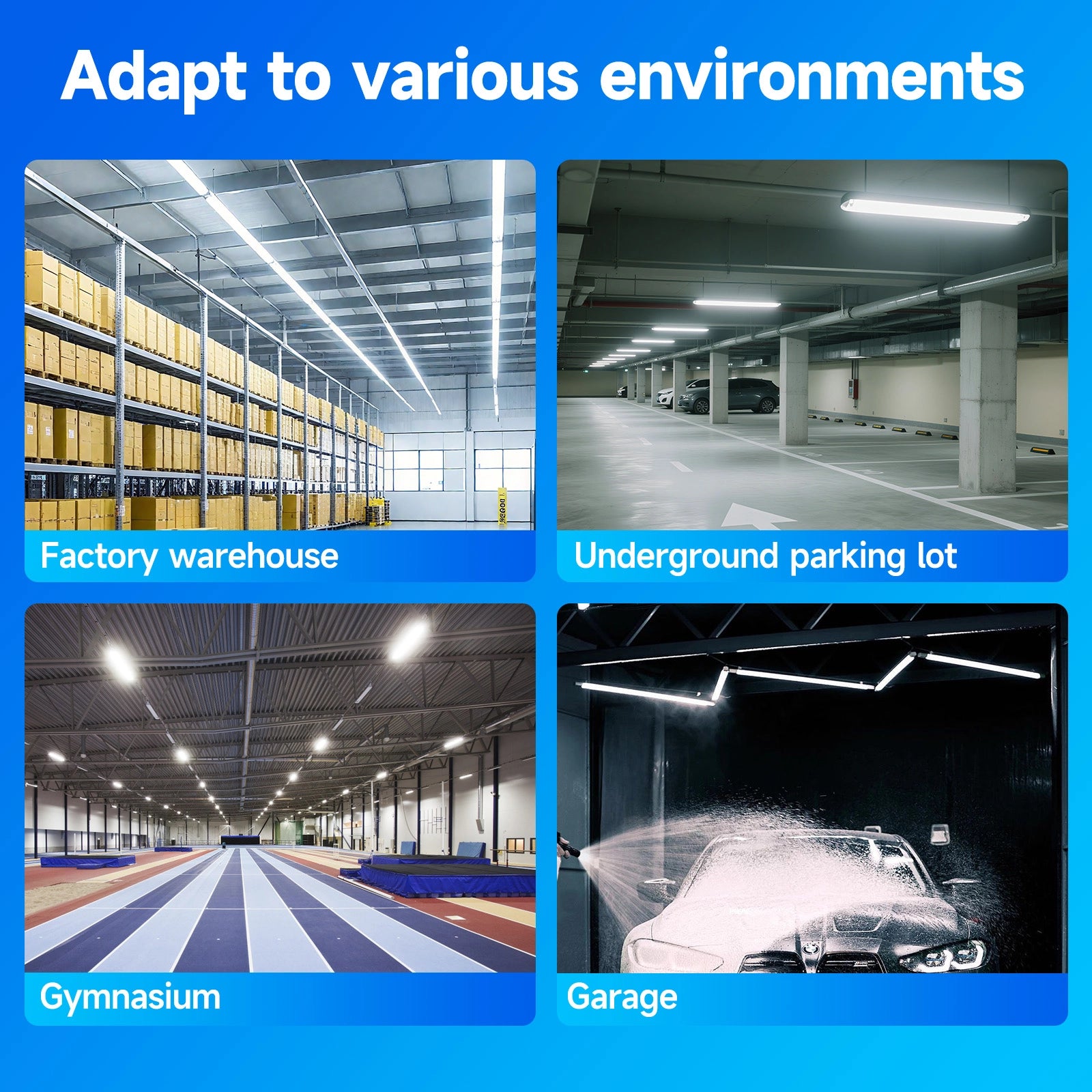 G GJIA 60W 4FT LED Vapor Light, Vapor Proof Tight Light Fixture, 8700Lm (4 Power/ 5 CCT) - G GJIA® G GJIA®