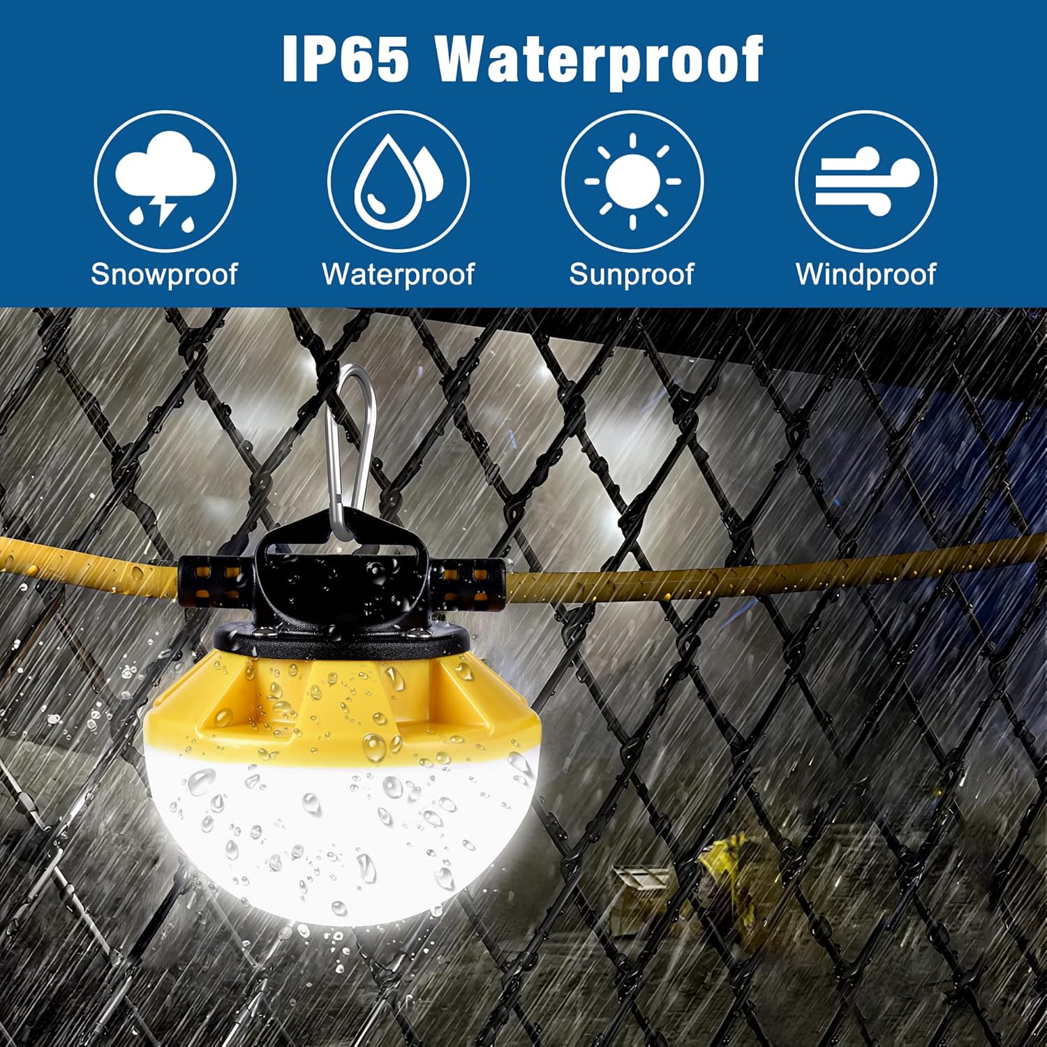 G GJIA 130W LED Construction String Light Round Series 100FT 16000LM 2 Prong - G GJIA® G GJIA®