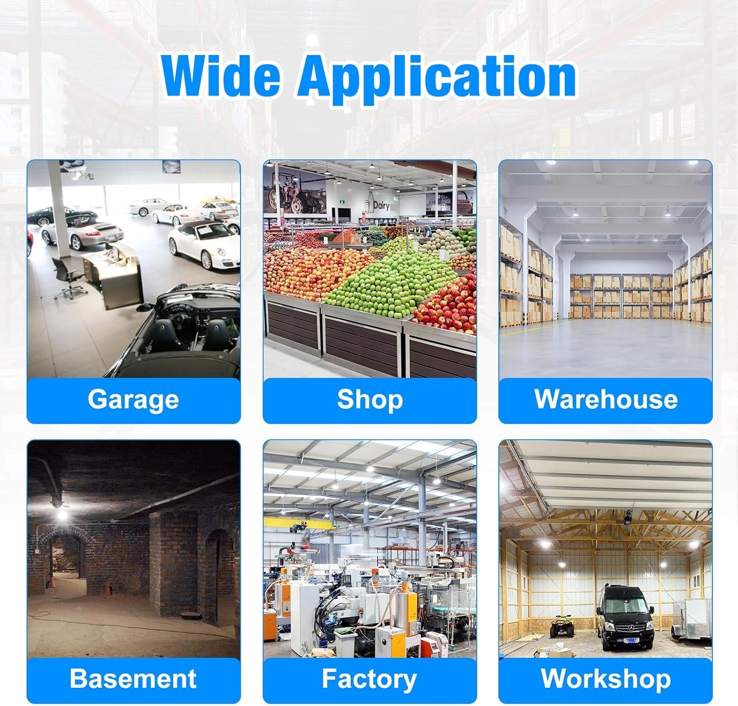 High Bay LED Lights White Series 0-10V Dimmable, 5' Cable with US Plug - G GJIA® G GJIA®