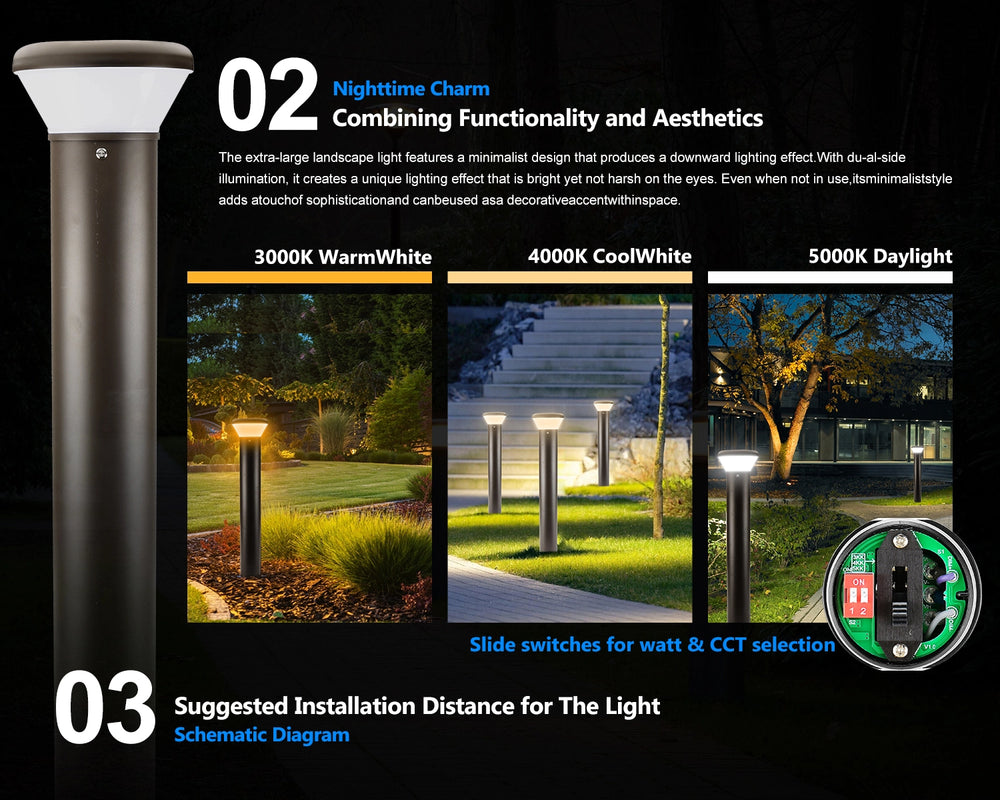 G GJIA LED Bollard Landscape Lights & Pathway Lighting 26W 3250LM - G GJIA®