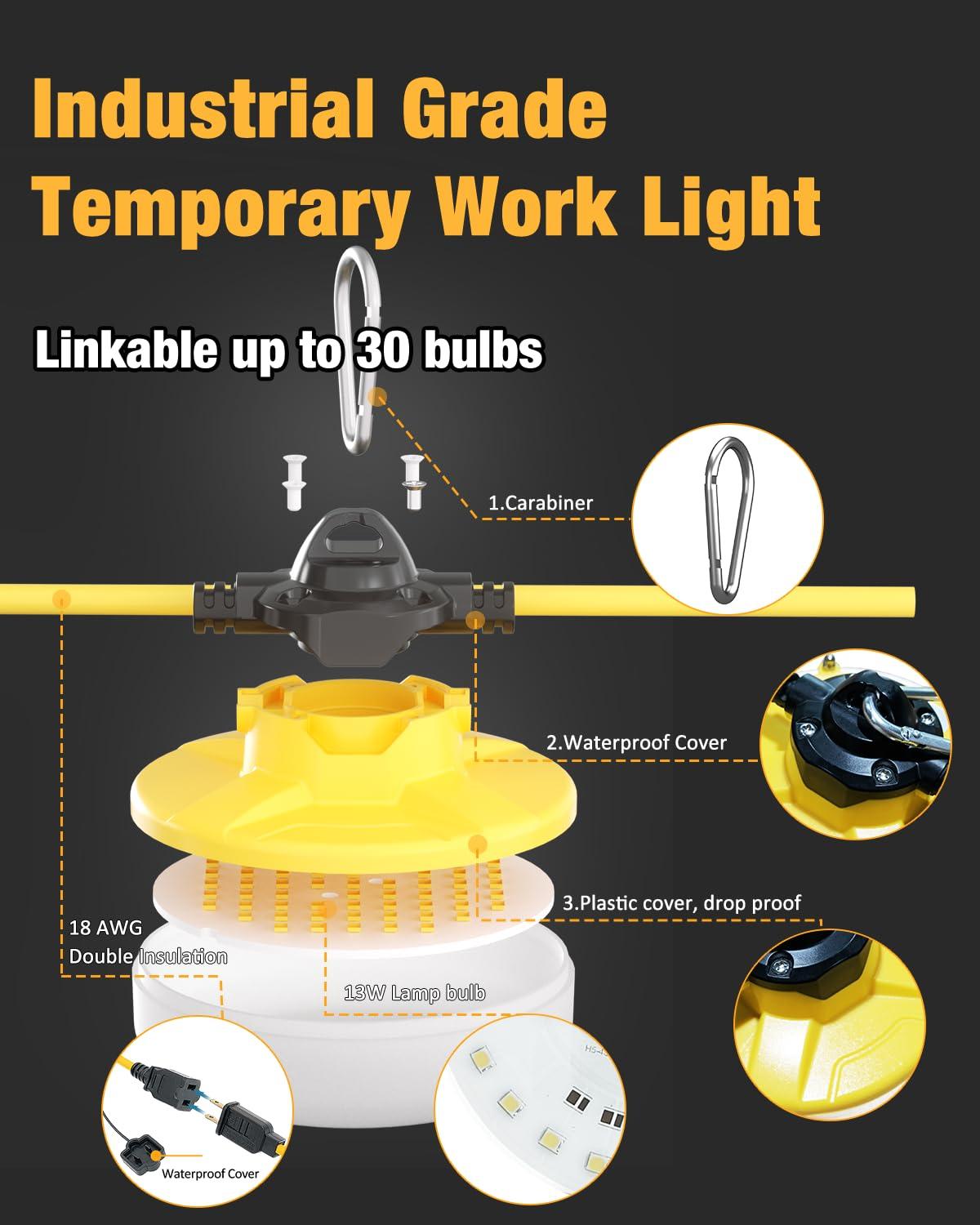 G GJIA® LED Construction String Light 100FT, 130W 16000Lumen - G GJIA® G GJIA