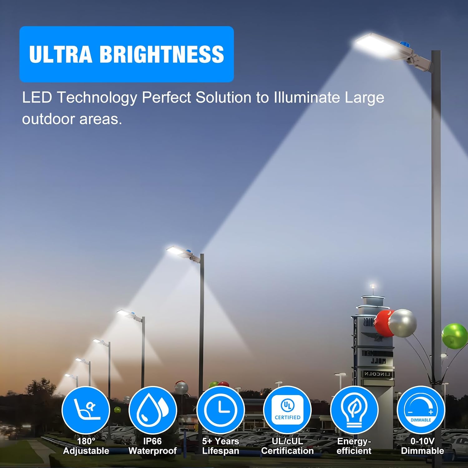 G GJIA LED Parking Lot Lights with Slip Fitters, Dusk-to-Dawn - G GJIA® G GJIA®