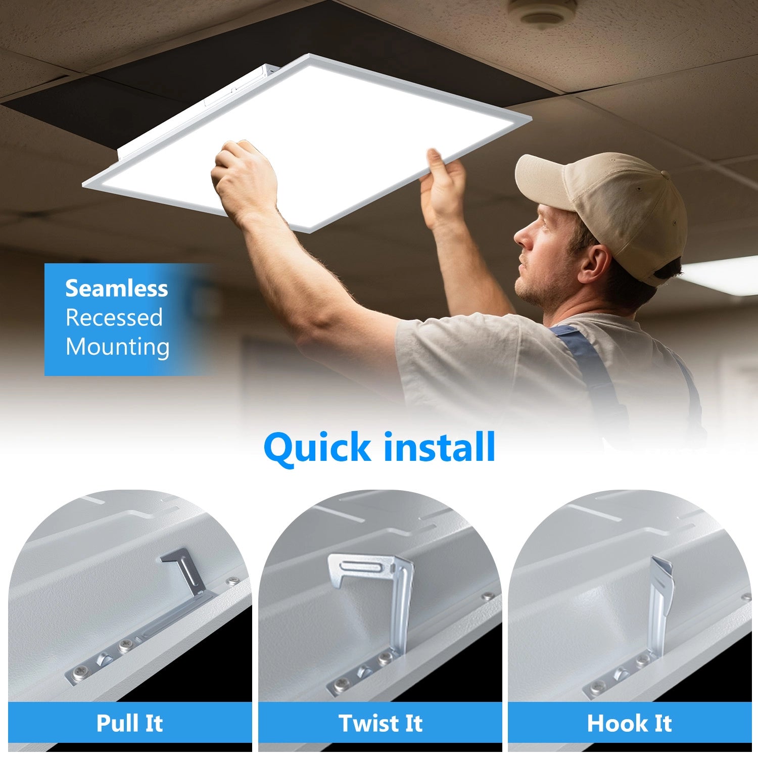 G GJIA Led Ceiling Panel Light 40W 2FTx2FT 2Pack, 5200lumens, Selectable Wattage & CCT, AC 120-277V G GJIA®