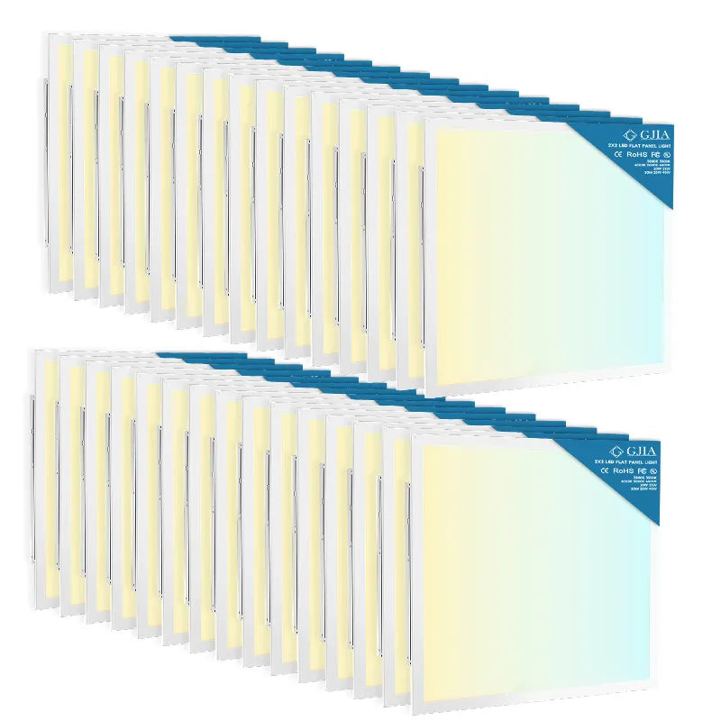 G GJIA Led Ceiling Panel Light 40W 2FTx2FT 2Pack, 5200lumens, Selectable Wattage & CCT, AC 120-277V