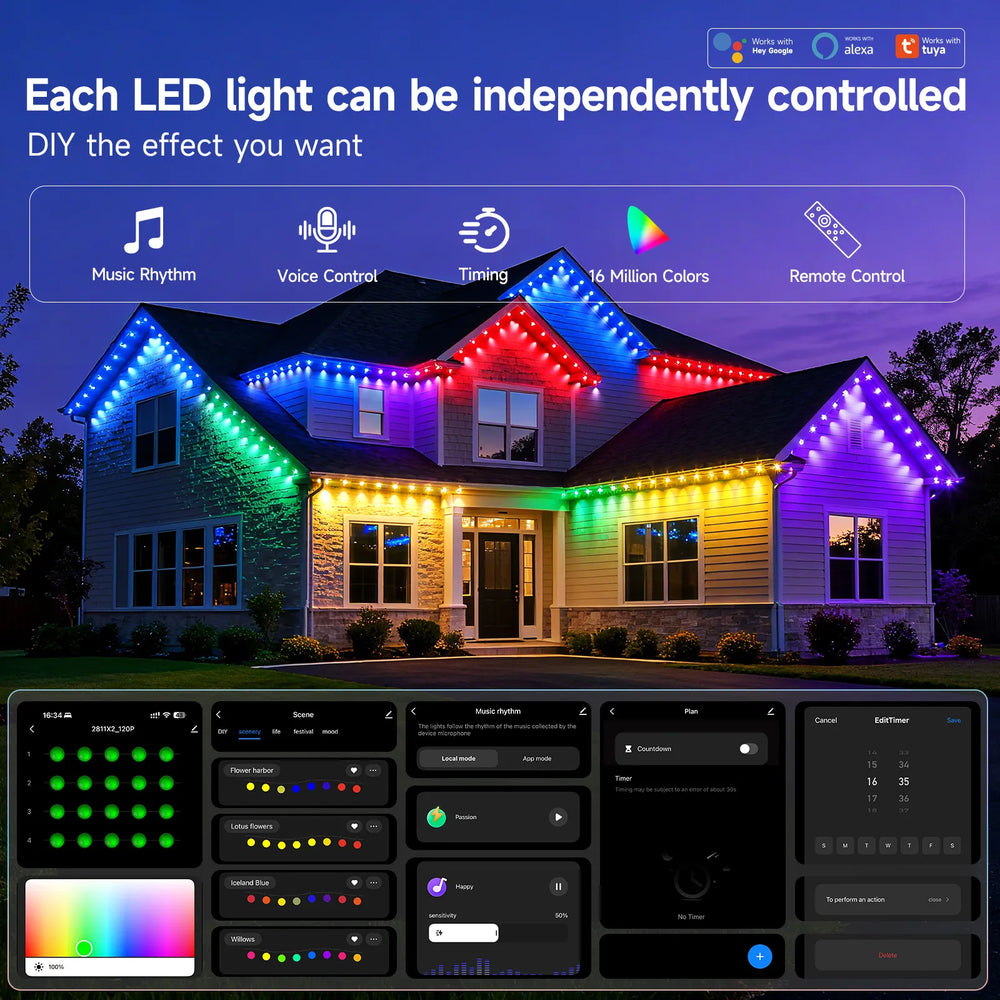 G GJIA RGBCW Permanent Outdoor Under Eave Lighting IP67, Intelligent Voice Control - G GJIA®