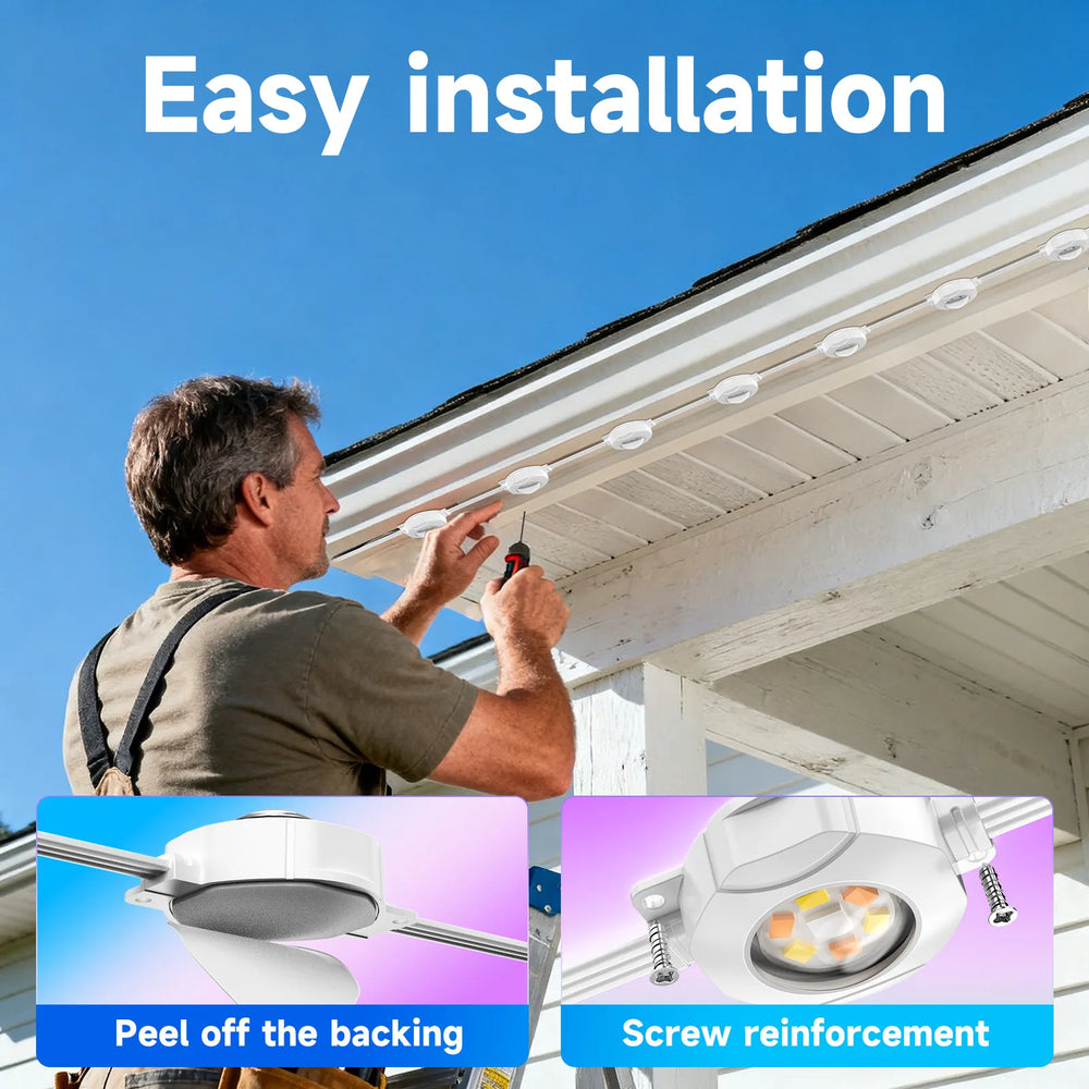 G GJIA RGBCW Permanent Outdoor Under Eave Lighting IP67, Intelligent Voice Control - G GJIA®