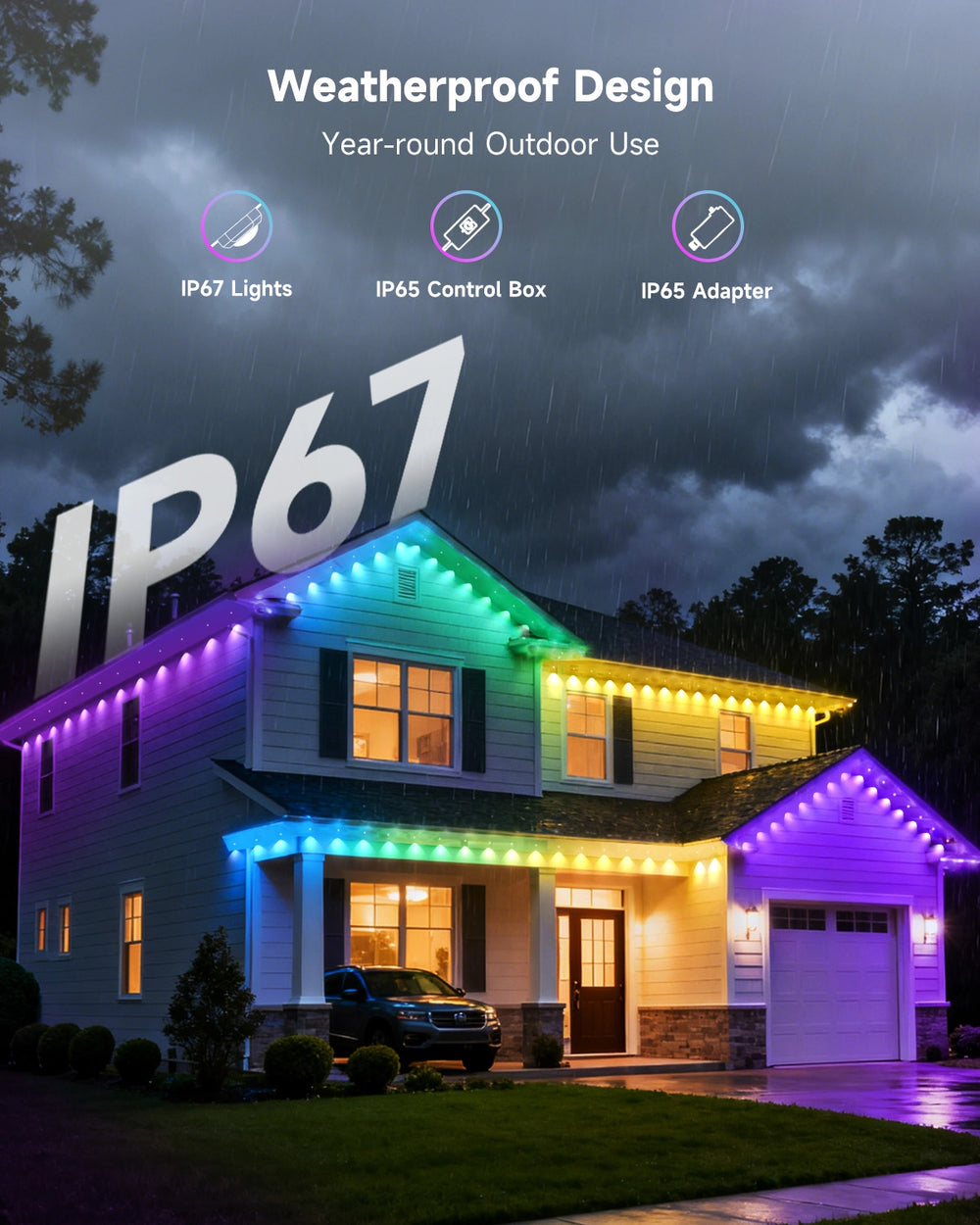 G GJIA RGBCW Permanent Outdoor Under Eave Lighting IP67, Intelligent Voice Control - G GJIA®