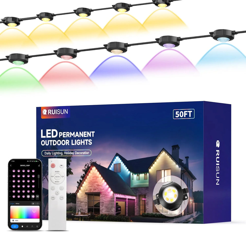 G GJIA RGBCW Permanent Outdoor Under Eave Lighting IP67, Intelligent Voice Control - G GJIA®