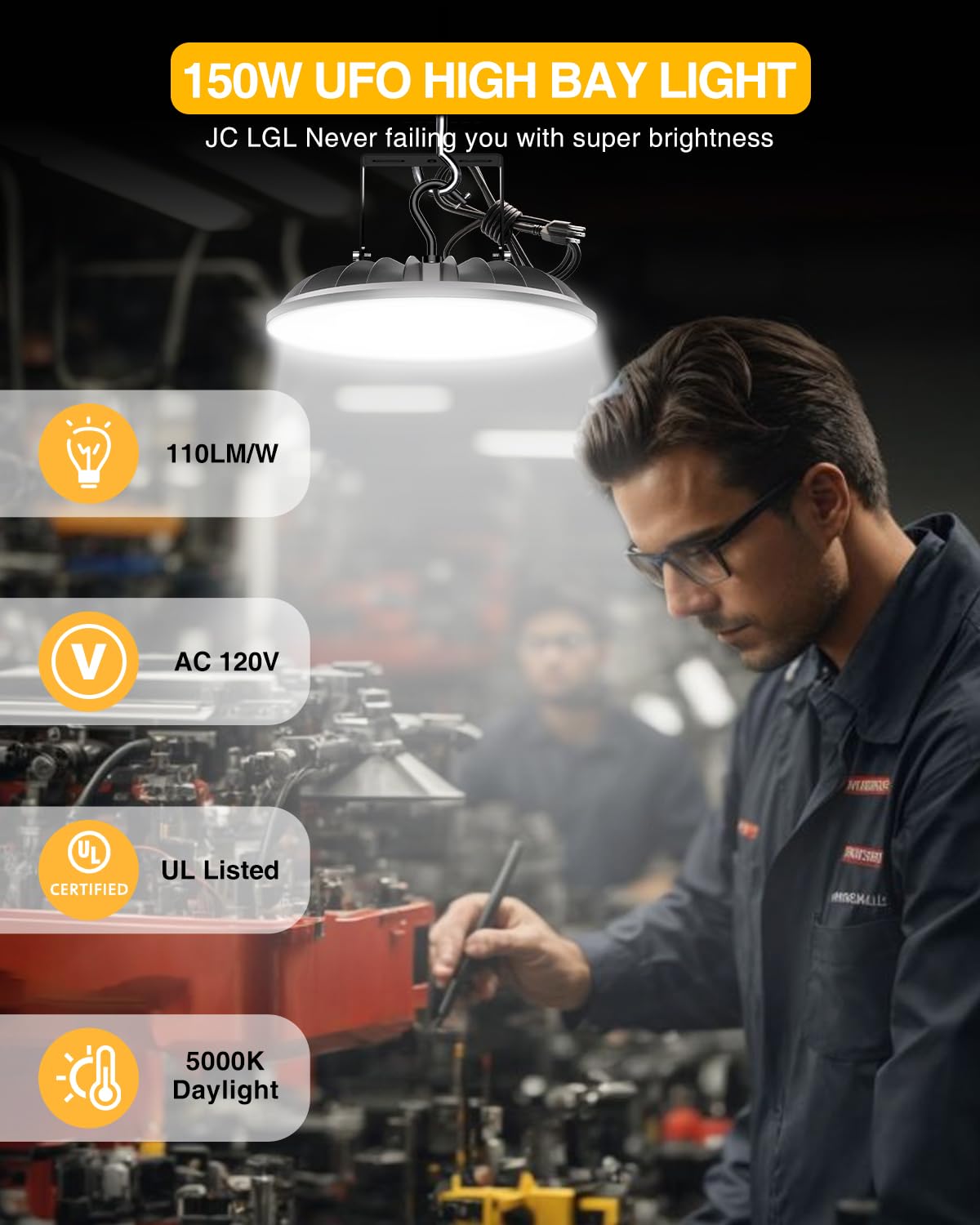 G GJIA UFO High Bay LED Shop Lights UL Listed, US Hook and U Bracket Mounting - G GJIA® G GJIA®