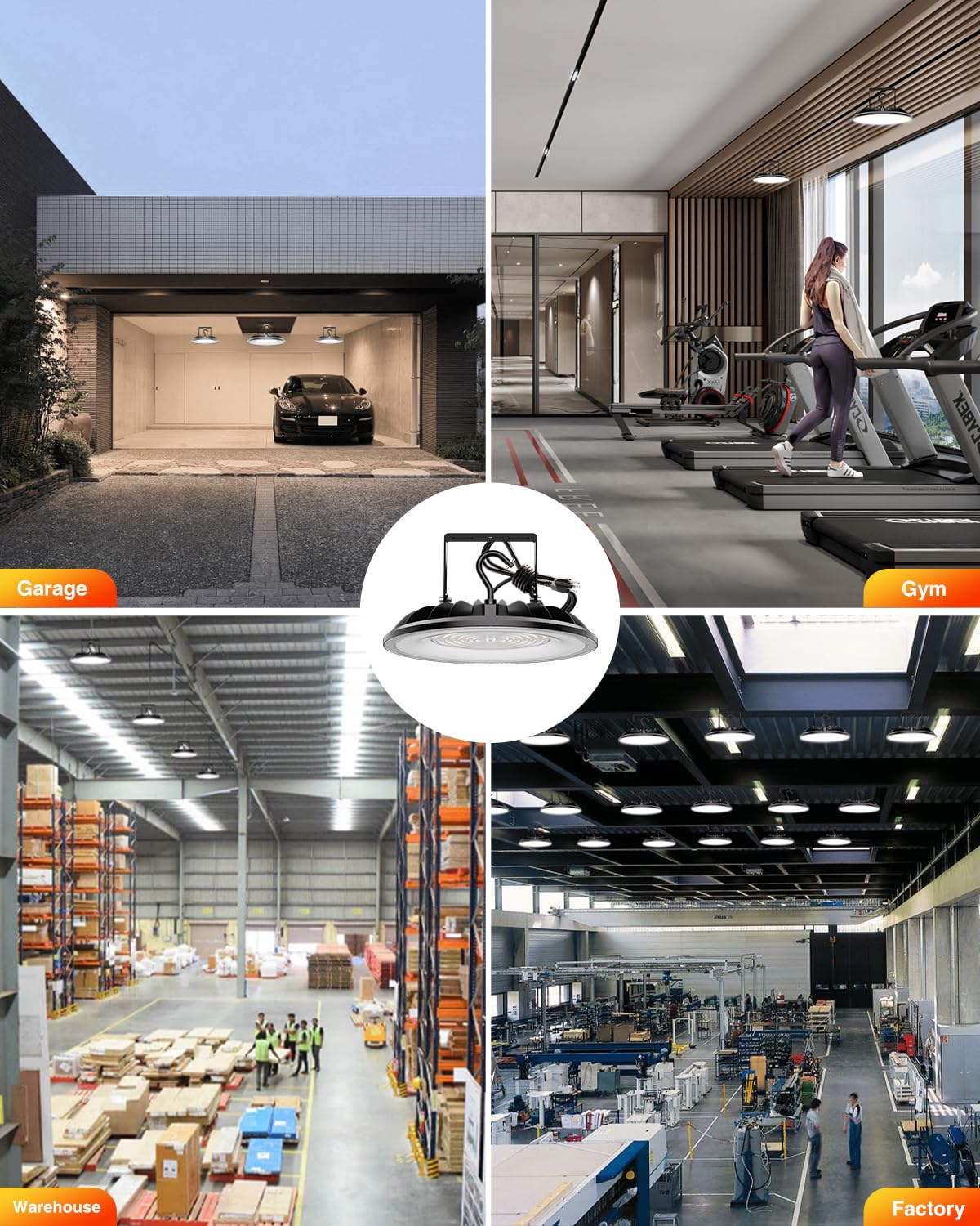 G GJIA UFO High Bay LED Shop Lights UL Listed, US Hook and U Bracket Mounting - G GJIA® G GJIA®