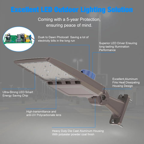 G GJIA 150W, 21,000LM LED Parking Lot Lights with Arm Mount, Dusk-to-Dawn - G GJIA®