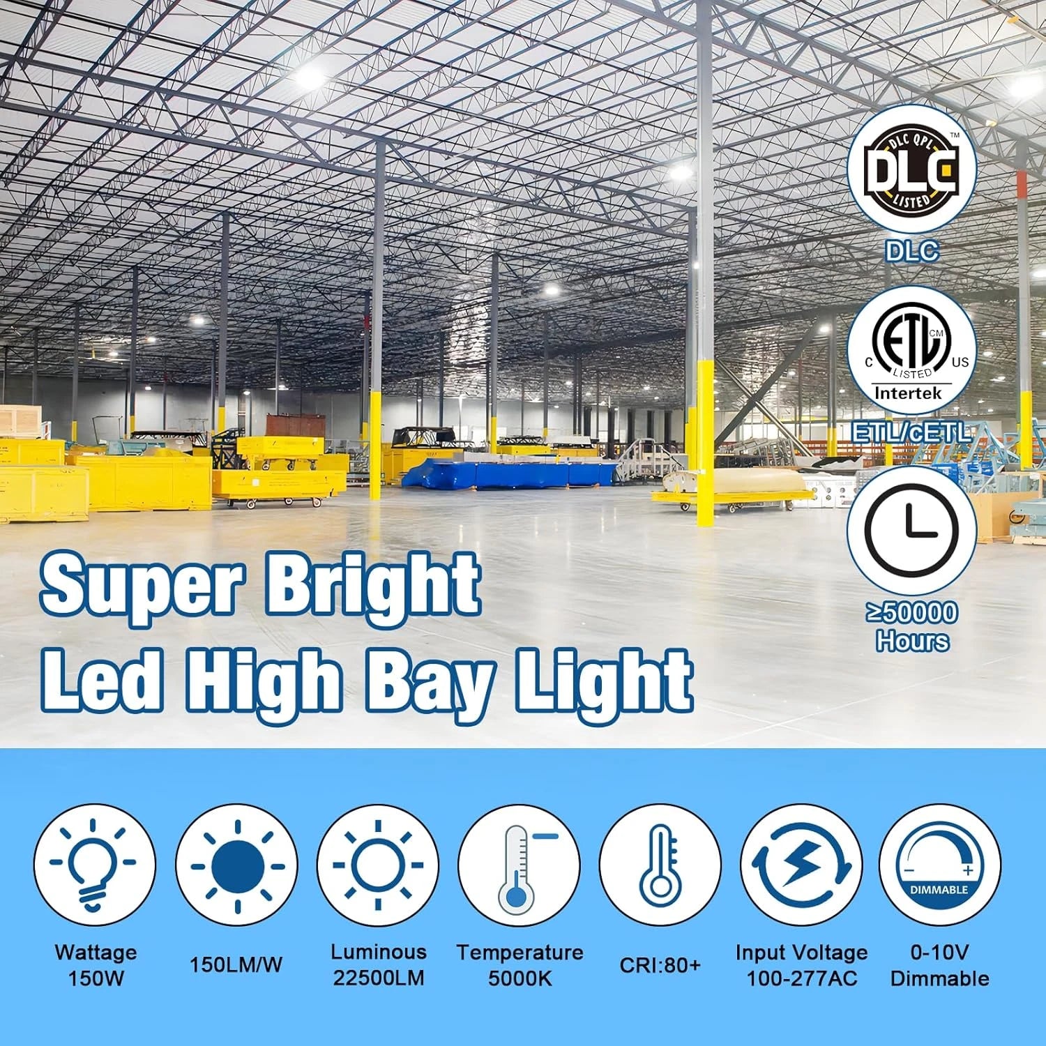 G GJIA 150W LED High Bay Lights Adjustable Series 0-10V Dimmable