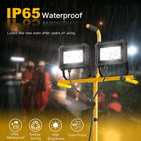 G GJIA 80W LED Tripod Light 10000LM, 2 Head Portable Work Lights on stand - G GJIA®