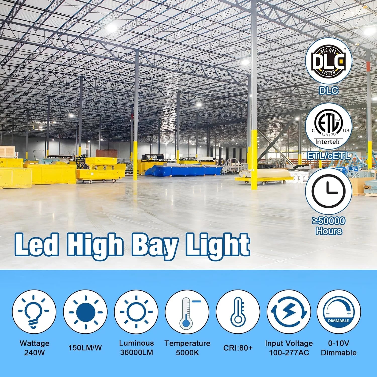 G GJIA 240W LED High Bay Lights Adjustable Series 0-10V Dimmable