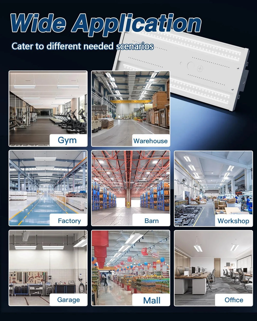 G GJIA 300W 45,000LM Linear High Bay LED Shop Lights 0-10V Dimmable - UL Complied