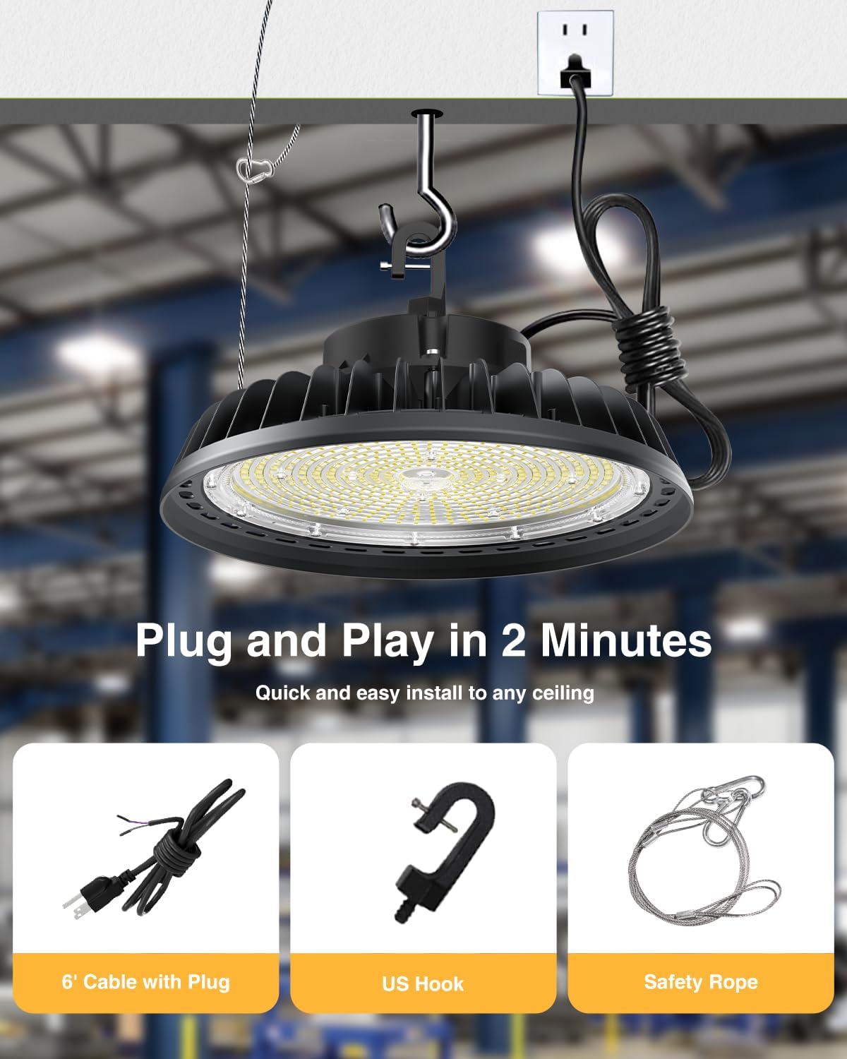 G GJIA 400W LED High Bay Lights 60,000LM Adjustable Series 0-10V Dimmable - G GJIA®