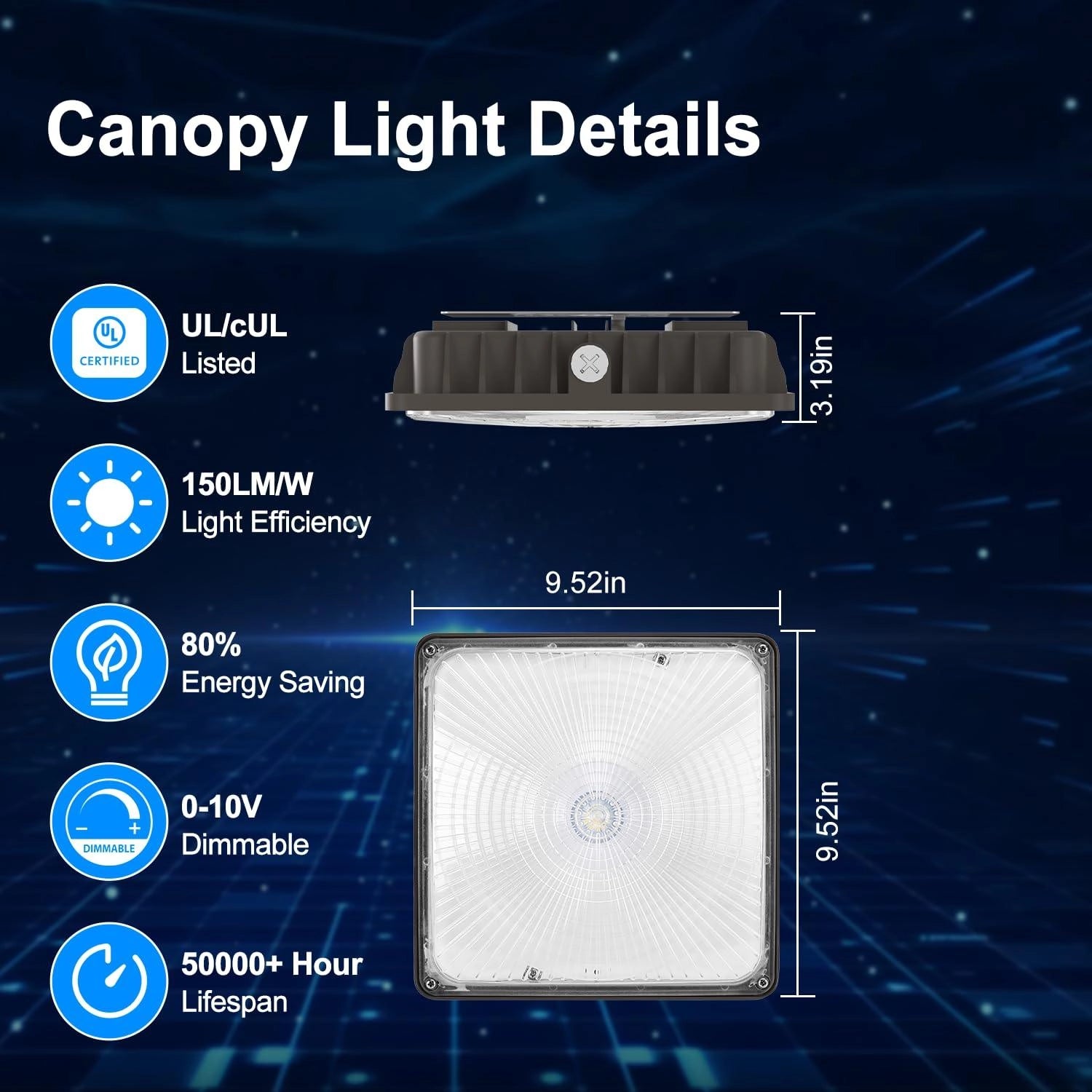 G GJIA 40W LED Canopy Gas Station Parking Garage Light 6,000LM - G GJIA®