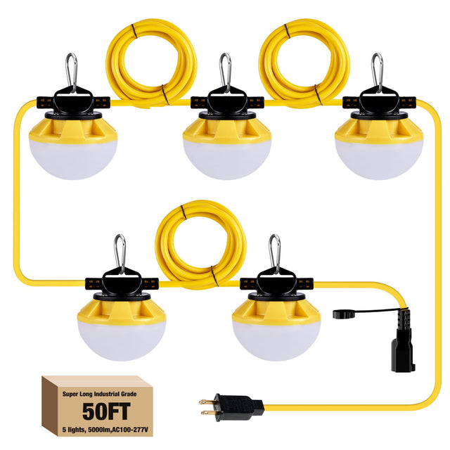 G GJIA 50W LED Construction String Light  Round Series