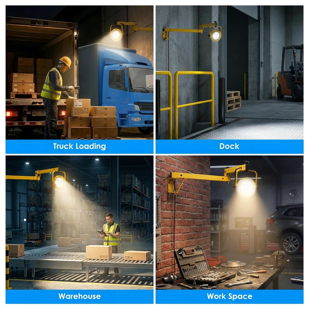 G GJIA LED Loading Dock Lights 30W-50W with Swing Arm, A1 Round Series