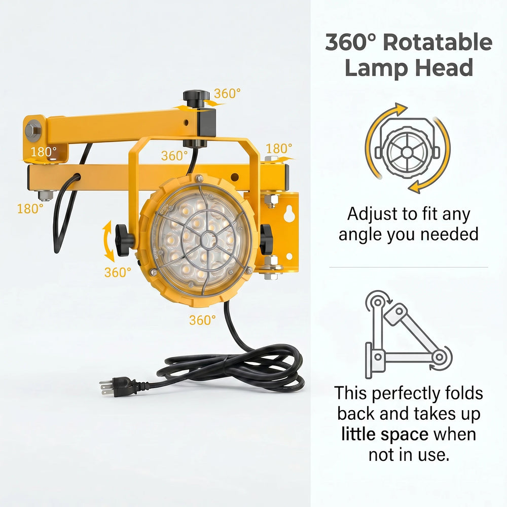 G GJIA LED Loading Dock Lights 30W-50W with Swing Arm, A1 Round Series