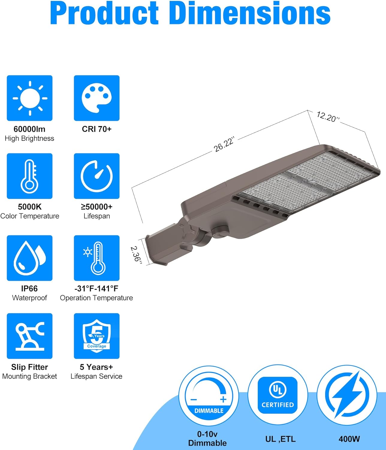 G GJIA LED Parking Lot Lights with Slip Fitters, Dusk-to-Dawn - G GJIA®