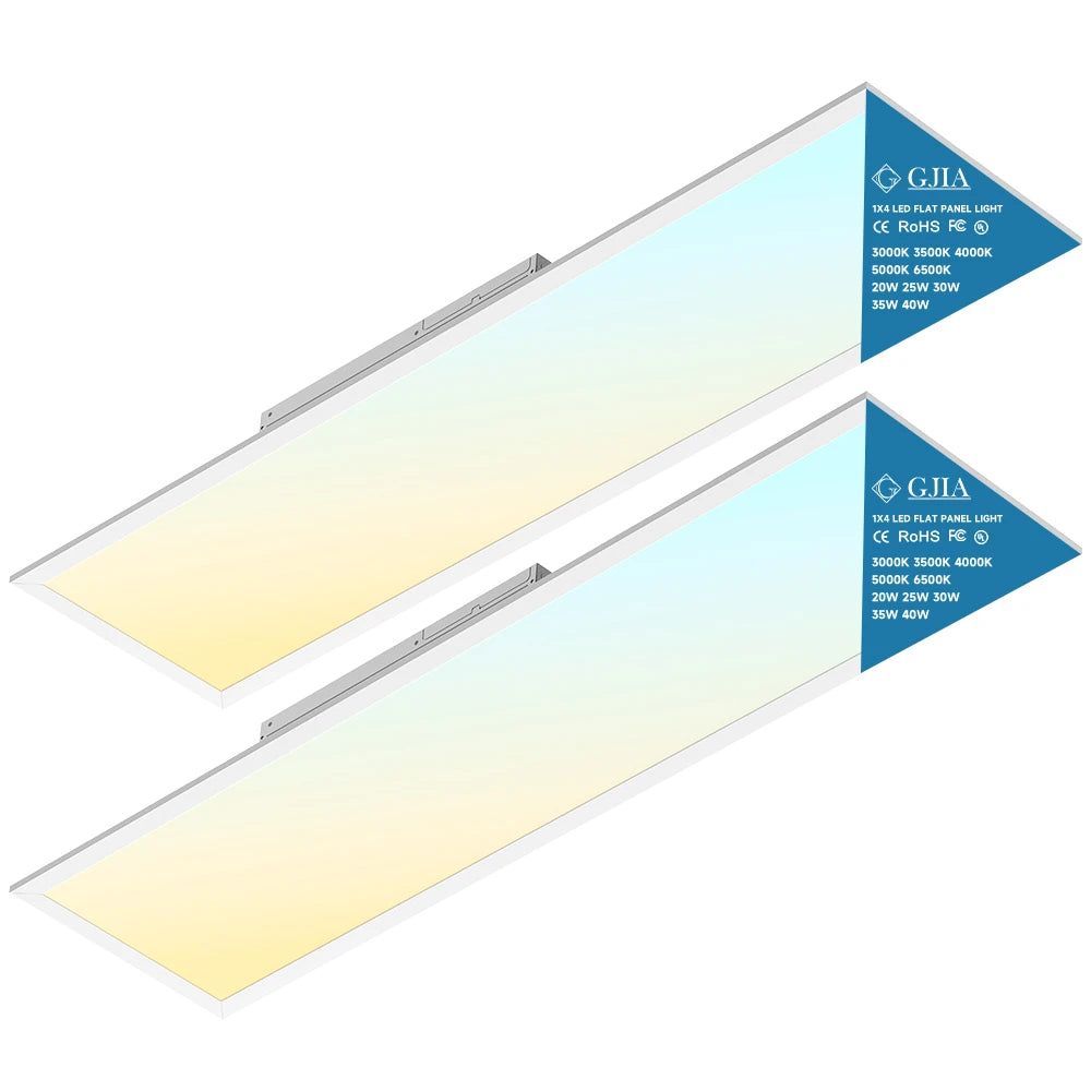 G GJIA Led Ceiling Panel Light 40W 1FTx4FT 2Pack, 5200lumens, Selectable Wattage & CCT, AC 120-277V
