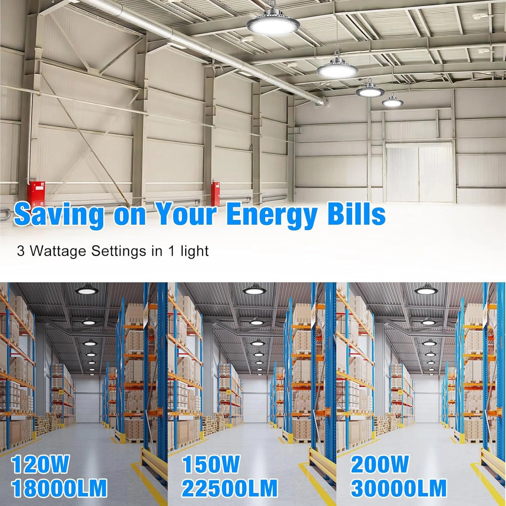 High Bay LED Lights White Series 0-10V Dimmable, 5' Cable with US Plug - G GJIA®