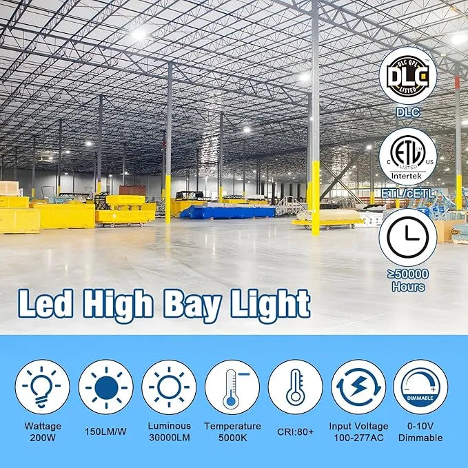 High Bay LED Lights Adjustable HB Series 200W No Plug Hard Wired